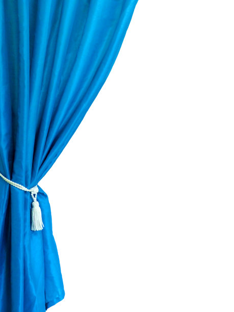 白色背景上的展开的窗帘图片下载