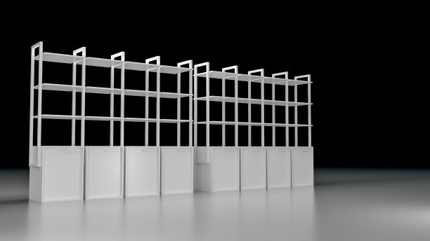 空货架模型，零售展示设计，原始3d渲染图片下载