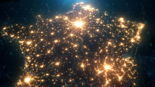 法国城市灯光照明的夜晚地图图片下载