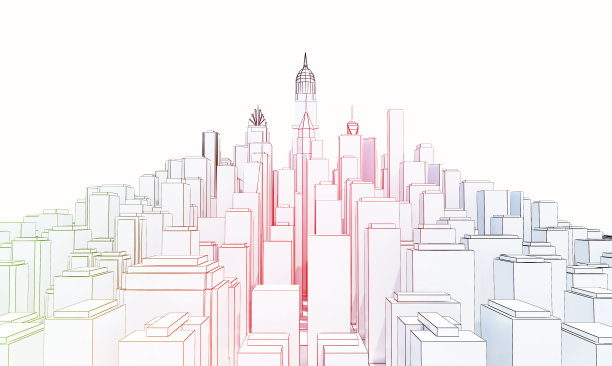 白色的城市景观与摩天大楼图片下载