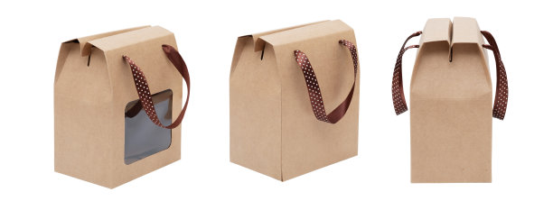 棕色牛皮纸纸袋孤立在白色背景图片下载