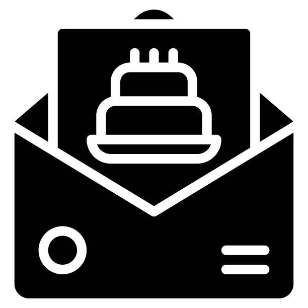 生日祝福邮件图标，生日派对相关矢量插图图片下载