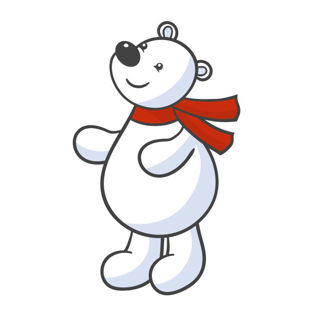 可爱的戴着红围巾的北极熊图片下载