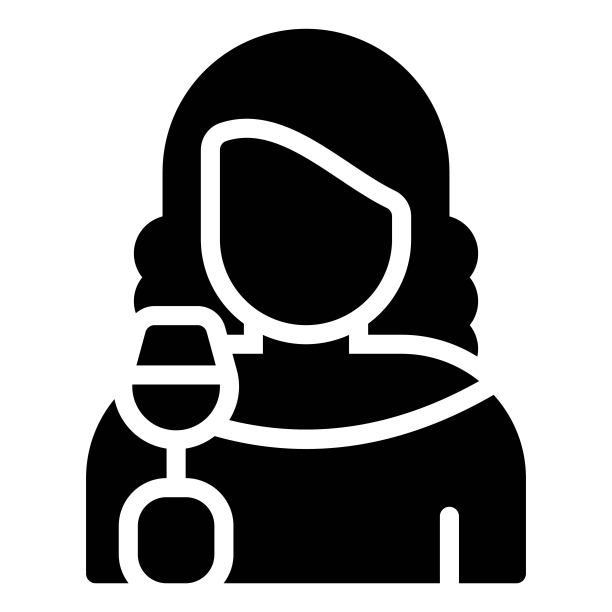 女人拿着酒杯的图标，生日派对相关的矢量插图图片下载