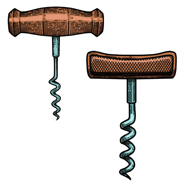 雕刻风格的开瓶器插图。设计元素海报，卡片，横幅，标志。矢量图图片下载