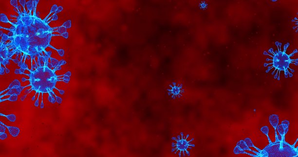 冠状病毒细胞COVID-19传染病。疾病的快速传播。高浓度的冠状病毒。3D渲染3D插图3D渲染图片下载