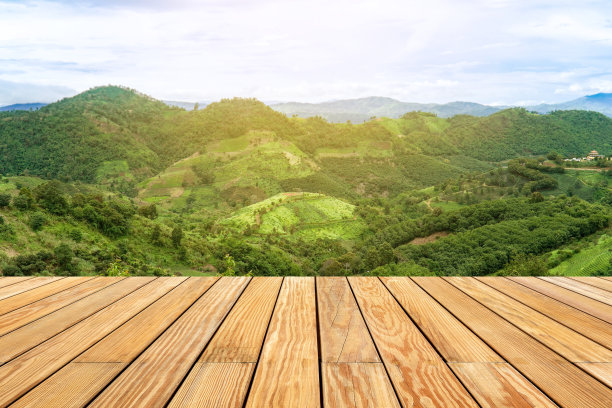 木桌与山景图片下载