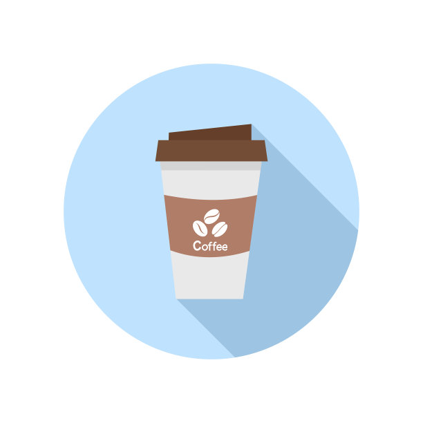 在白色背景上有长长的阴影的咖啡杯。图片下载