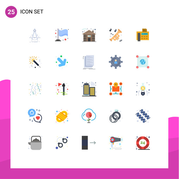 平面彩色包25通用符号电话图片下载