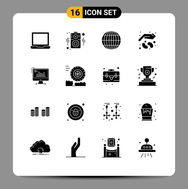 在计算机网格上设置16个实字形图片下载