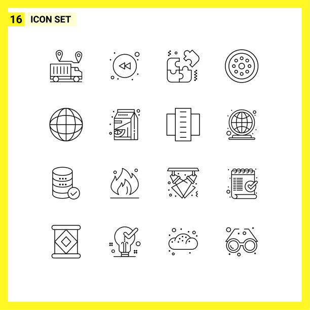 在网格上设置16个轮廓为徽章智能部件图片下载