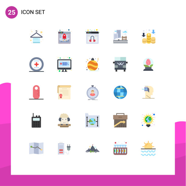 在收入公园的网格上设置25个平面颜色图片下载