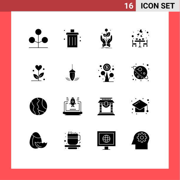 包装16个创意固体字形食物日期图片下载