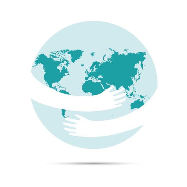 拯救地球，拥抱地球。可爱的卡通地球日矢量剪辑艺术插图。图片下载