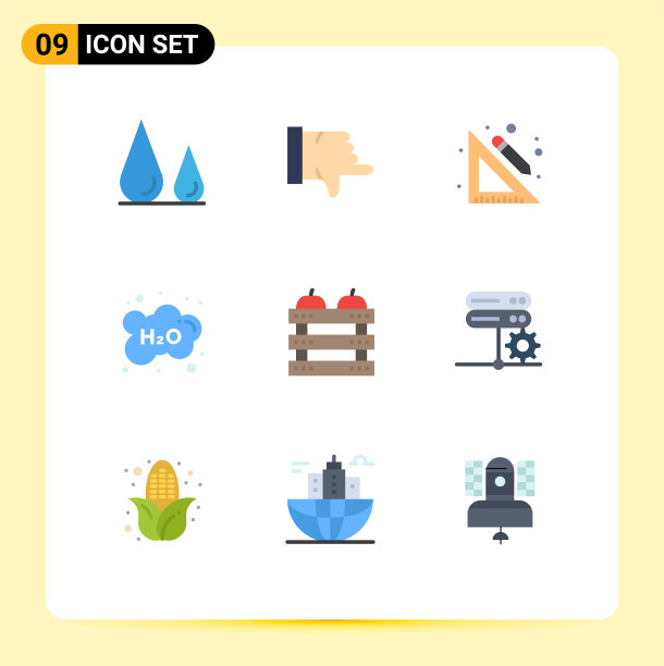 为板条箱研究设置9个平面颜色网格图片下载