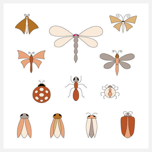 昆虫收集图标隔离非白色。手绘线条艺术。素描的动物。矢量插图。每股收益10图片下载