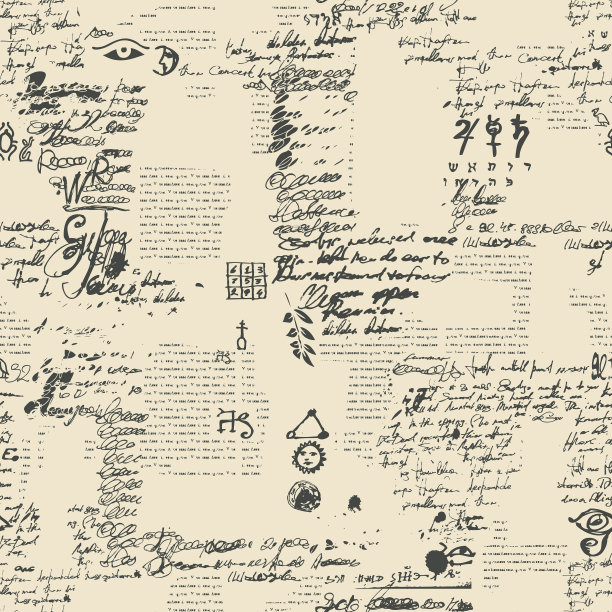 无缝模式与难以辨认的涂鸦和文本图片下载