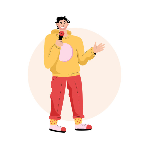 专业的用麦克风表演单口相声的喜剧演员图片下载