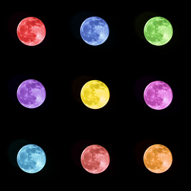 黑色背景上的彩虹月亮图片下载