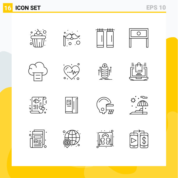 包16个现代轮廓标志和符号图片下载