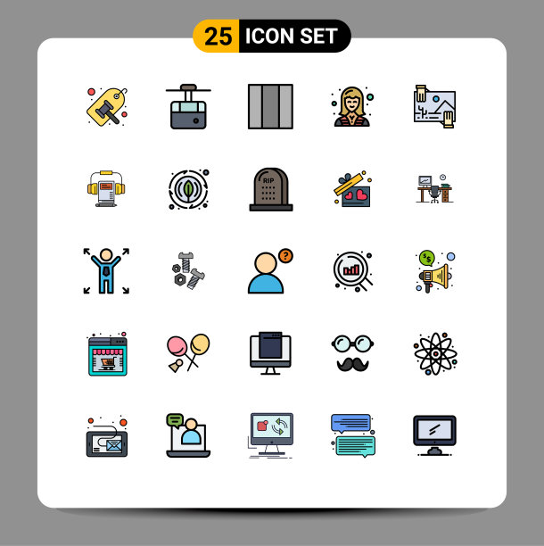 用户界面包25基本填充线平图片下载