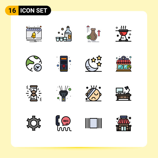 可编辑线包16简单的平面颜色填充图片下载