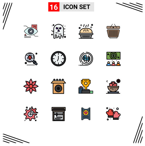 象形图设置16个简单的平色填充图片下载