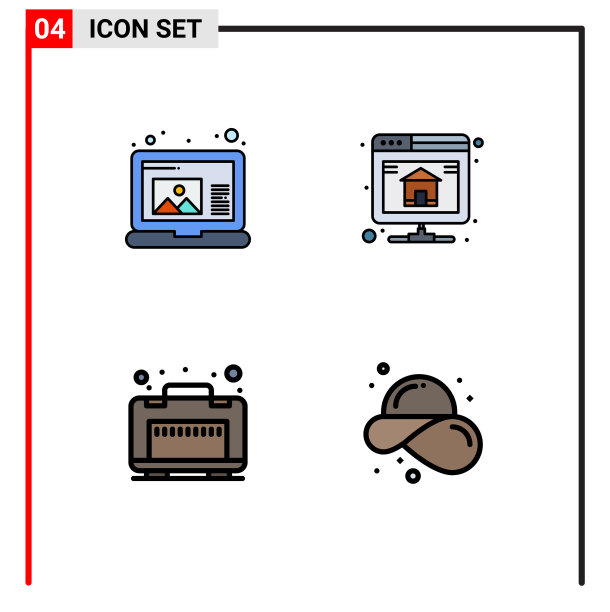 4 .填充线平面颜色的网站概念图片下载