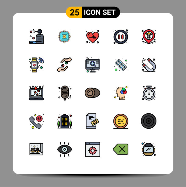 组25现代填充线平面颜色集图片下载