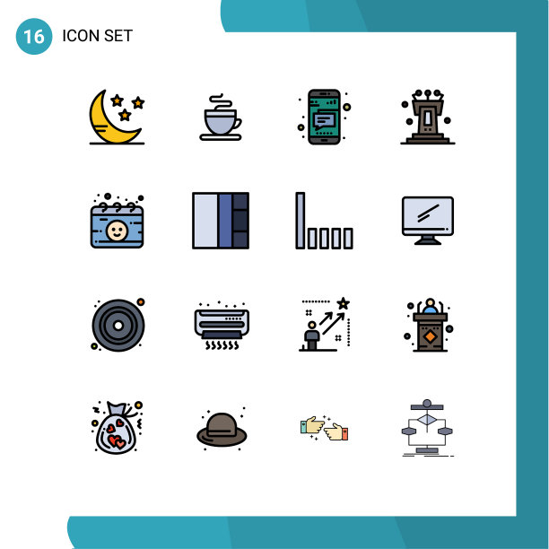 设置16商业平面彩色填充线条包图片下载