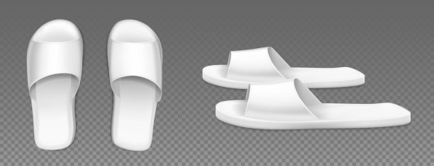 白色拖鞋顶部和侧视图鞋为家图片下载
