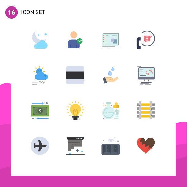 16个主题平色和可编辑的符号图片下载