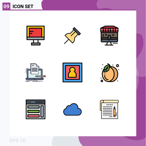 9主题填充线平色和可编辑图片下载