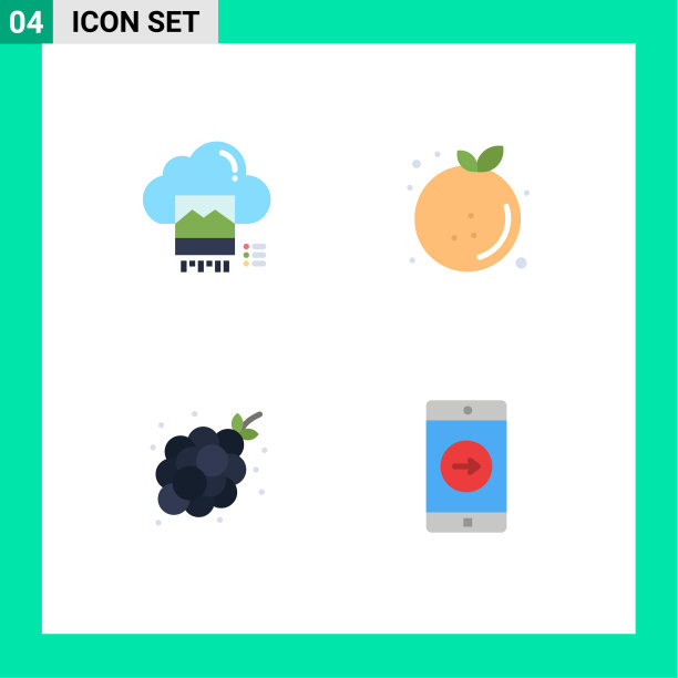 设置4个商业平面图标包的照片图片下载