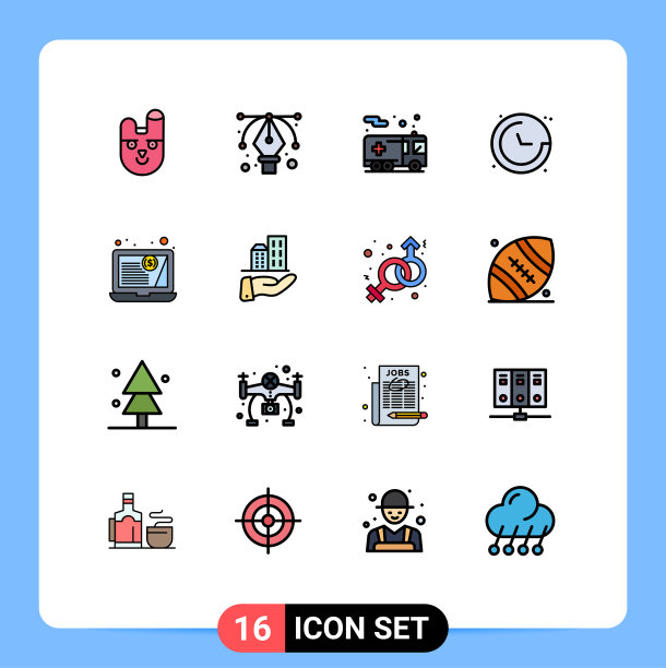 包16条创意平色填充线条图片下载