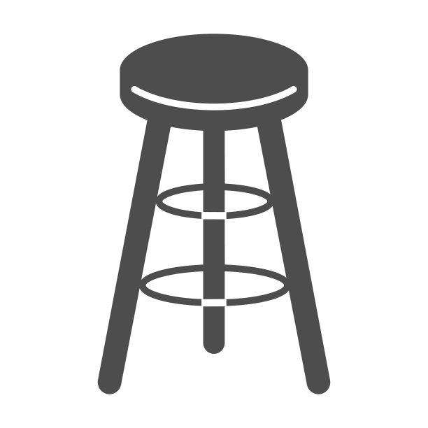 吧台凳固体图标厨房家具概念图片下载