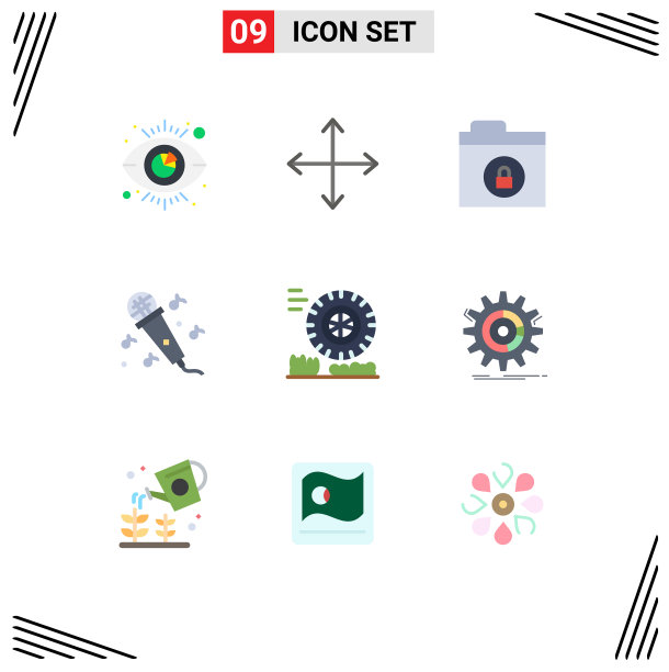 可编辑线包9个简单的平面颜色图片下载