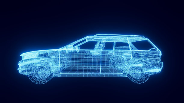 电线框架看普通汽车在黑色的背景图片下载