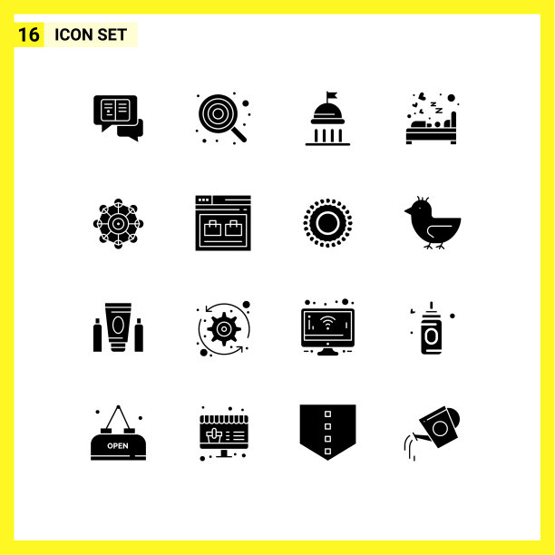 可编辑的线包16个简单的固体字形图片下载