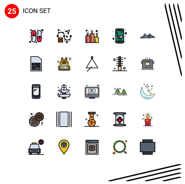 25个通用填充线平色标志符号图片下载