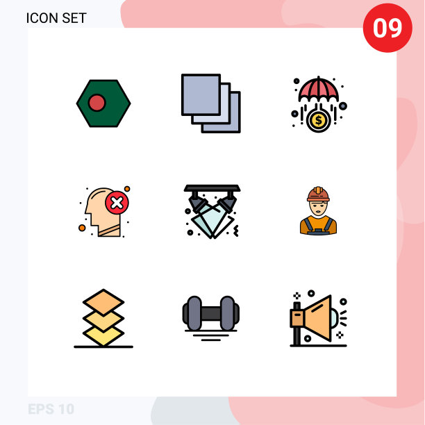 为卷筒纸设置9种通用填充线平面颜色图片下载