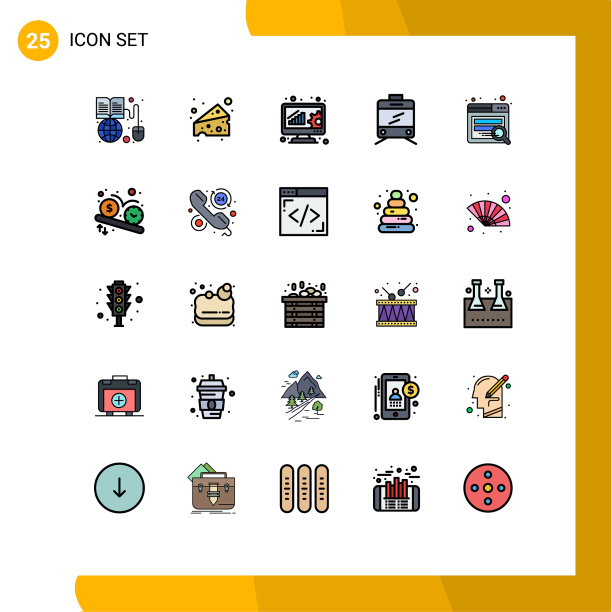 25主题填充线平面颜色和可编辑图片下载