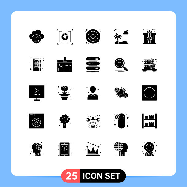 设置25个现代UI图标符号卡图片下载