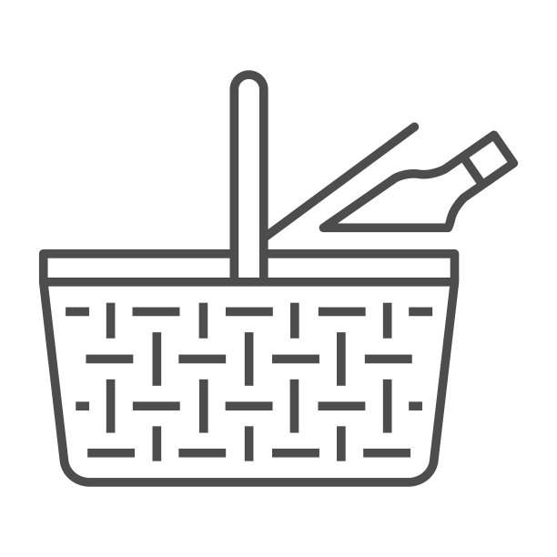 食物篮子细线图标野餐概念野餐图片下载