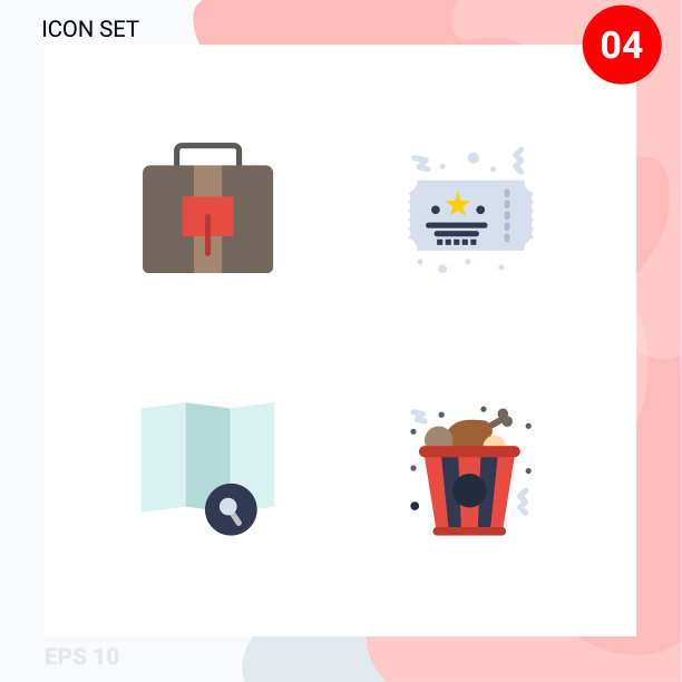 平面图标包的4个通用符号图片下载