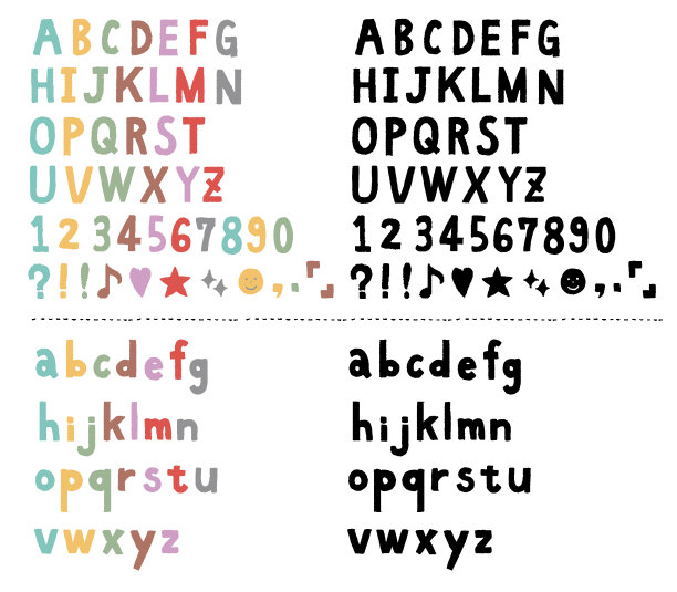 一套简单可爱的手绘字母图片下载