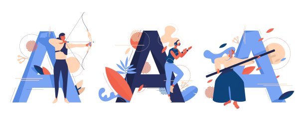 射箭、合气道和健美操运动概念插画图片下载