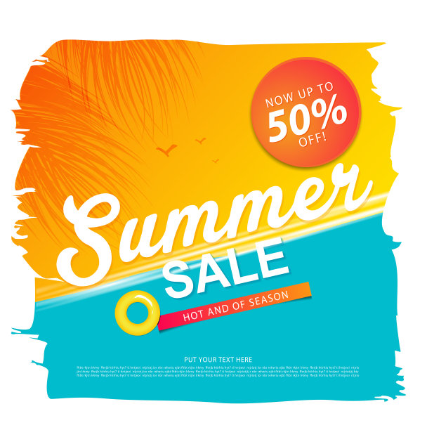 夏季销售模板横幅或海报，销售和折扣。矢量设计。图片下载