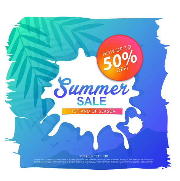 夏季销售模板横幅或海报，销售和折扣。矢量设计。图片下载