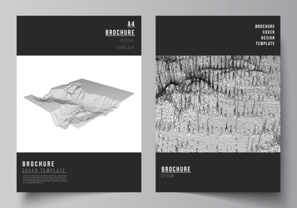 矢量布局A4封面模型模板的宣传册，传单布局，小册子，封面设计，书设计，封面。抽象的三维数字背景的未来最小化技术概念设计。图片下载